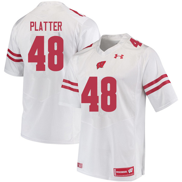 Wisconsin Badgers Men's #48 Mason Platter NCAA Under Armour Authentic White College Stitched Football Jersey MP40P32JQ